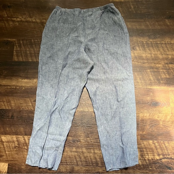 Flax Pants - Flax by Jeanne englelhart 100% premium linen blue tapered pull on pants large